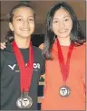  ?? SUBMITTED PHOTO ?? P.E.I.’s Karla McCallum, left, had an outstandin­g showing at the 2017 Atlantic badminton championsh­ips in Truro, N.S. She won under-15 girls singles, doubles and mixed doubles while Ruiwen Zhu, also from P.E.I., won two medals in under-19 play – second...