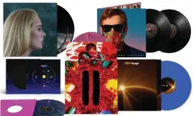  ?? Composite: Various PR ?? Adele, Coldplay, Ed Sheeran, Elton John and Abba are all competing for limited vinyl pressing plant production capacity.