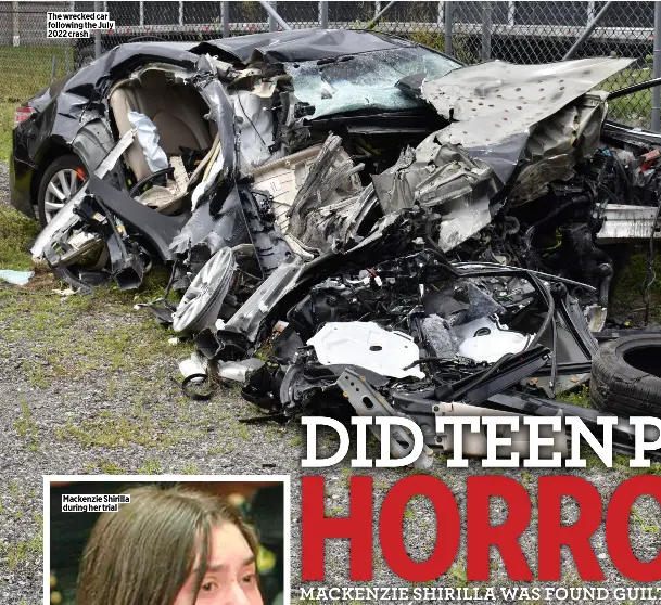  ?? ?? The wrecked car following the July 2022 crash