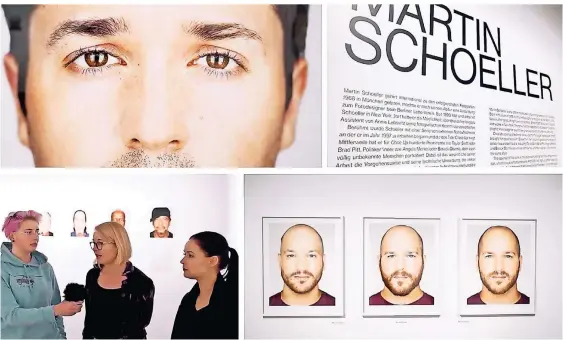  ?? FOTOS: SCREENSHOT­S NRW-FORUM VIA YOUTUBE | GRAFIK: ZÖRNER ?? Rosa Schulz, Bernadette Färber und Pola Sieverding (v.l.) führen (digital) durch die Ausstellun­g von Martin Schoeller im NRW-Forum in Düsseldorf.