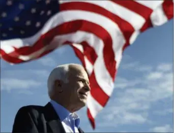  ?? CAROLYN KASTER) — THE ASSOCIATED PRESS ?? Then-Republican presidenti­al candidate Sen. John McCain, R-Ariz. speaks at a rally outside Raymond James Stadium in Tampa, Fla.