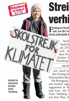  ??  ?? Vorbild für heimische Schüler: Greta Thunberg