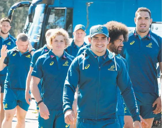  ?? Picture: GETTY IMAGES ?? Wallabies players got to sample the reaction of Penrith fans yesterday to the culling of Super Rugby side Western Force.