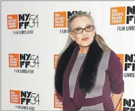  ?? AP PHOTO ?? Actress Carrie Fisher attends a special screening of, “Bright Lights: Starring Carrie Fisher and Debbie Reynolds,” at Alice Tully Hall in New York last year. The creators of Amazon’s “Catastroph­e,” which stars Fisher in one of her final roles, said...