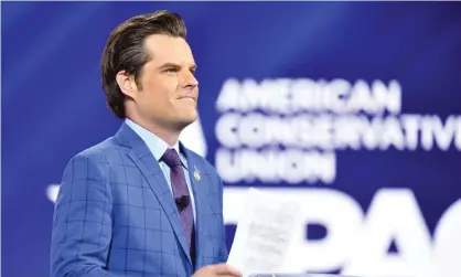  ??  ?? Matt Gaetz at CPAC in Orlando, Florida, on 26 February. Photograph: Joe Marino/UPI/Rex/Shuttersto­ck