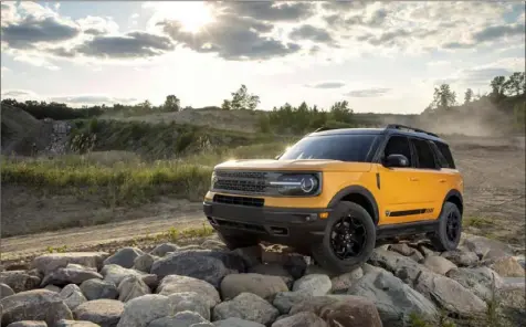  ?? Ford Motor Co. photos ?? The 2021 Ford Bronco Sport is a small SUV with a big helping of off-road ability. (Preproduct­ion model is pictured.)