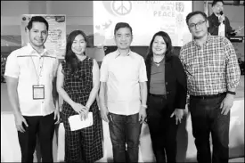  ??  ?? In photo are (from left) NYC Commission­er-at-Large Asec. Paul Anthony Pangilinan, Councilor Tintin Abas, PIA-NCR Regional Director Riza Baldoria, and Rep. Ruffy Biazon.