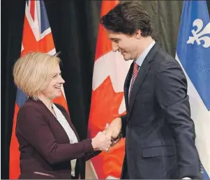  ?? CANADIAN PRESS PHOTO ?? Prime Minister Justin Trudeau welcomes Alberta Premier Rachel Notley to the First Ministers meeting in Ottawa this week.