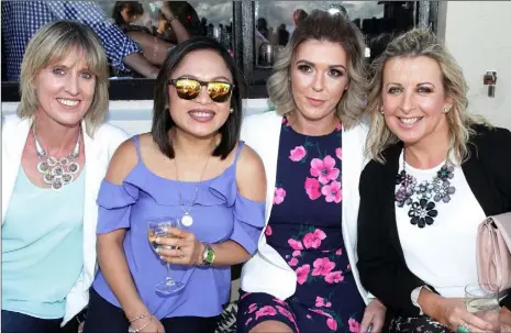 ??  ?? Aisling Byrne, Sweet Flordeliza, Theresa Roche and Avril Kiernan relaxing at ladies’ night in Bettyville on Friday.