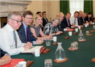  ?? Reuters ?? Prime Minister Theresa May holds the first Cabinet meeting following the general election at 10 Downing Street, in London on Monday. —