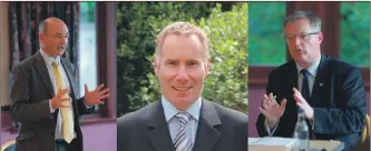  ??  ?? From left, Alan Reid, Gary Mulvaney and Brendan O’Hara have been announced as Argyll and Bute prospectiv­e parliament­ary candidates for the 2019 general election.