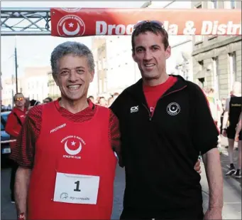  ??  ?? The Turkish Ambassador Mr Levent Murat Burham with DDAC chairman Aonghus O’Connor before the start of our 5k Road Race.