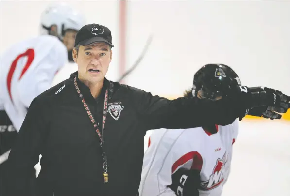  ?? NICK PROCAYLO FILES ?? Vancouver Giants head coach Michael Dyck's efforts in leading the team through their improbable playoff run could catch the attention of teams looking for new coaching talent. Landing the top coaching gig with an AHL club could be a logical progressio­n for Dyck.