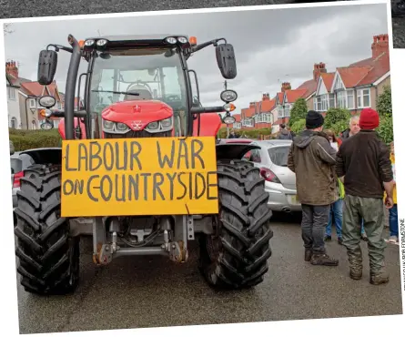  ?? ?? Rural rebellion: Farmers gathered in force during Mr Drakeford’s visit to Rhyl on Wednesday