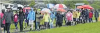  ?? PHOTO: GERARD O’BRIEN ?? Rainy fundraiser . . . About 200 people turned out to the Walk 2 D’Feet in Mosgiel yesterday, held at the Wingatui Racecourse for the first time.