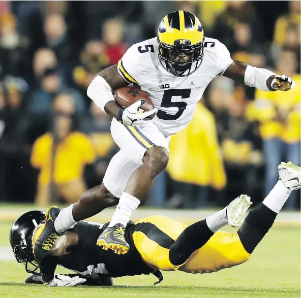  ?? — THE ASSOCIATED PRESS FILES ?? University of Michigan star Jabrill Peppers bristled recently at being called the ‘most overrated’ NFL draft prospect by Bleacher Report analyst Chris Simms and expects to play safety in the pros despite spending most of last season at linebacker.
