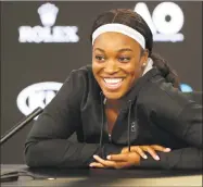  ?? Dita Alangkara / Associated Press ?? Sloane Stephens smiles during a press conference at the Australian Open Saturday in Melbourne, Australia.