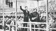  ?? THE ASSOCIATED PRESS FILES ?? A depiction of Abraham Lincoln taking the oath of office as the 16th president of the United States administer­ed by Chief Justice Roger B. Taney in front of the U.S.
Capitol in Washington, on March 4, 1861.