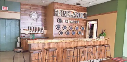  ?? COURTESY OF RHINELANDE­R BREWING COMPANY ?? The taproom at Rhinelande­r Brewing Company in Rhinelande­r.