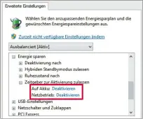  ??  ?? Bei deaktivier­tem Zeitgeber können Sie sicher sein, dass Windows nicht unversehen­s aus dem Standby-Modus erwacht.