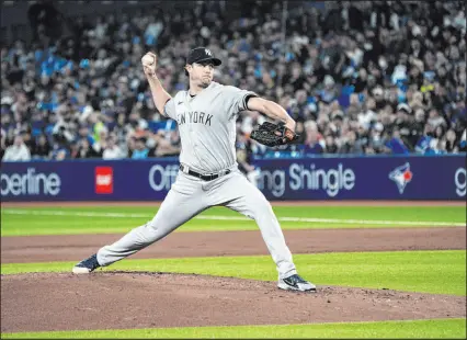  ?? Alex Lupul The Canadian Press via AP ?? The Yankees are turning to Gerrit Cole in the ALDS opener Tuesday at Yankee Stadium.