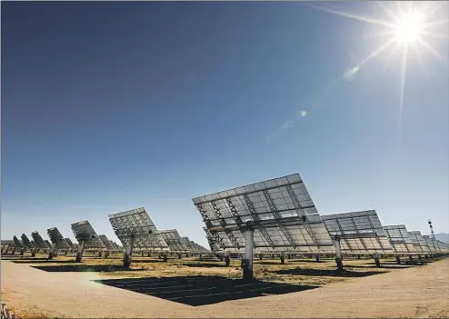  ?? Photograph­s by Al Seib Los Angeles Times ?? A SOLAR facility in Borrego Springs that supplies power to a nearby microgrid site could play a role in helping California respond to fire emergencie­s.