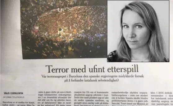  ?? FOTO: MORGENBLAD­ET/FAKSIMILE AV NY TID ?? Journalist Emma Tollersrud ble sjokkert og sint over å finne navnet sitt på en Ny Tid-artikkel som hun ikke hadde skrevet.