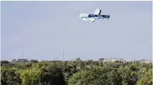  ?? Amazon via Associated Press ?? Amazon said Wednesday that College Station customers can get prescripti­ons sent by a drone within an hour of placing an order.