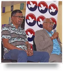  ?? Photo: Waisea Nasokia ?? National Federation Party leader Biman Prasad (left), with The People’s Alliance party leader Sitivenei Rabuka, at Korovuto College in Nadi on Thursday, May 19, 2022.