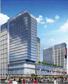  ??  ?? DIGS FOR CONVENTION­EERS: Omni Hotel plans call for two 20-story towers on a 2-acre Massachuse­tts Port Authority-owned site under a 90-year lease.