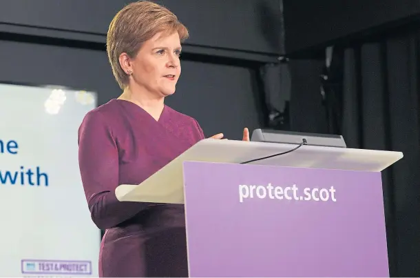  ??  ?? APPEAL: First Minister Nicola Sturgeon said Scots should not visit relatives in other households over Christmas if they can help it.