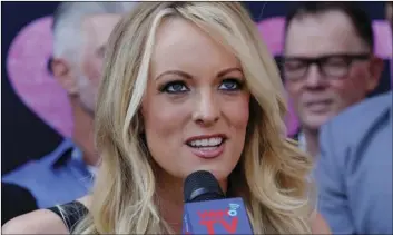  ?? AP PHOTO/RINGO H.W. CHIU ?? In this May 23, file photo, porn actress Stormy Daniels speaks during a ceremony for her receiving a City Proclamati­on and Key to the City in West Hollywood, Calif.