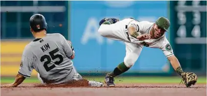  ??  ?? Second baseman Jose Altuve is the Astros’ leader in defensive runs saved, one of the advanced stats used on the team’s television broadcasts on Root Sports.