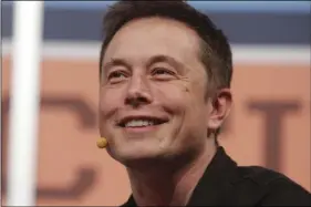 ??  ?? In this March 9, 2013, file photo, Electric car maker Tesla’s CEO Elon Musk gives the opening keynote at the SXSW Interactiv­e Festival in Austin, Texas. AP PHOTO/JACK PLUNKETT