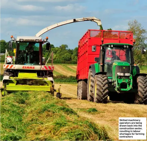  ??  ?? Skilled machinery operators are being drawn back into the constructi­on sector, resulting in labour shortages for farming contractor­s