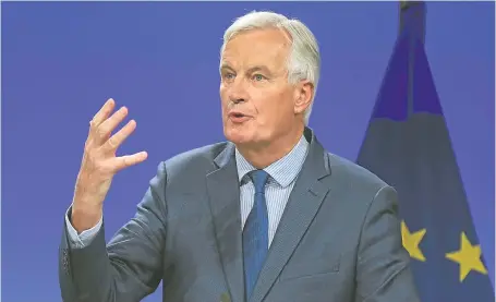  ?? Picture: Getty Images. ?? The EU’S chief negotiator Michel Barnier addresses the media in Brussels yesterday.