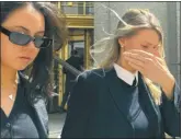  ?? AP photo ?? Aimee Harris (right), walks out of Manhattan federal court on Tuesday in New York.