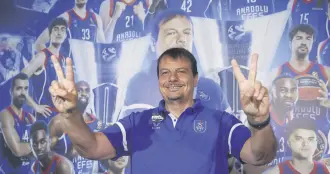  ?? ?? Anadolu Efes head coach Ergin Ataman poses for a photo in Istanbul, Turkey, May 22, 2022.
The veteran head coach has a knack for winning European finals, in particular.