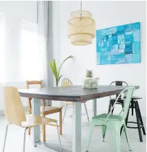  ??  ?? Homeowners often hang their dining room lighting fixture too close to the ceiling. It should always be centred over the table. The distance from the bottom of the fixture to the tabletop should be 30 to 36 inches.