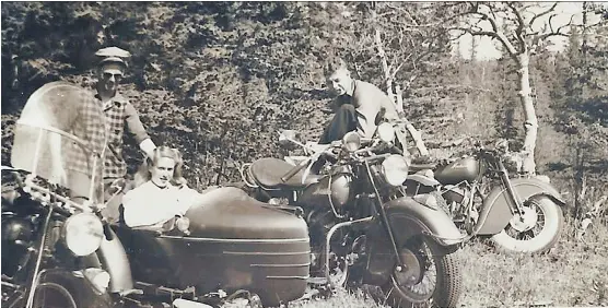  ?? PHOTOS: ACE-HY CHAPTER, AMCA ?? This image from an album documentin­g the history of the original Ace-Hy Motorcycle Club of Calgary was marked on the back, “Weekend camping.”