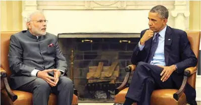  ??  ?? Prime Minister Narendra Modi in a bilateral meeting with US President Barack Obama,
at the White House in Washington DC