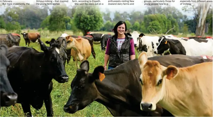  ?? PHOTO: ANDY ROGERS ?? DAIRY CAREER: Elspeth “Ellie” Field works on a Tinamba dairy farm. She won a UDV scholarshi­p that will take her to New Zealand for 10 days.