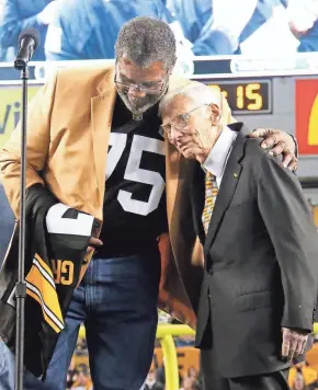  ?? ASSOCIATED PRESS ?? Joe Greene (left) was part of the Steelers dynasty in the 1970s that Dan Rooney (right) built.