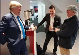  ??  ?? PLUGGED IN: (From left) owners Bernard, Dermot and Grattan at the Tesla event on Monday