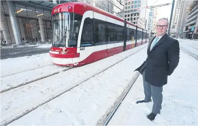  ?? STEVE RUSSELL TORONTO STAR ?? Tim Kocur, head of the Waterfront Business Improvemen­t Area, is trying to rally support for an LRT on Queens Quay E.