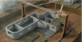  ??  ?? 3D-betonprint­ers kunnen huizen in korte tijd neerzetten.