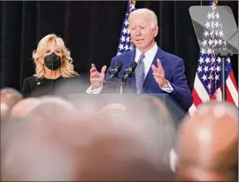  ?? Andrew Harnik / Associated Press ?? President Joe Biden speaks to families of victims, law enforcemen­t, first responders and community leaders Tuesday in Buffalo.