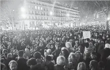  ?? THIBAULT CAMUS THE ASSOCIATED PRESS ?? People gather at the Republic Square in Paris — and across the country — to protest against growing anti-Semitism in France, Tuesday.