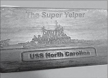  ?? Arkansas Democrat-Gazette/BRYAN HENDRICKS ?? made 55 Super Yelper turkey calls with teak decking from the battleship