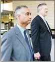  ??  ?? Imaad Zuberi (left), leaves the federal courthouse with his attorney Thomas O’Brien (right), in Los Angeles on Nov 22. Zuberi pleaded guilty to funneling donations from foreigners to US political campaigns. (AP)